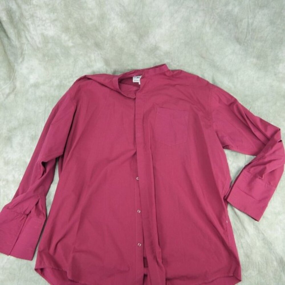 EUC Menz Solid Burgundy Dress Shirt Neru Collar Men's Size 19‎ (34/35)   ANB